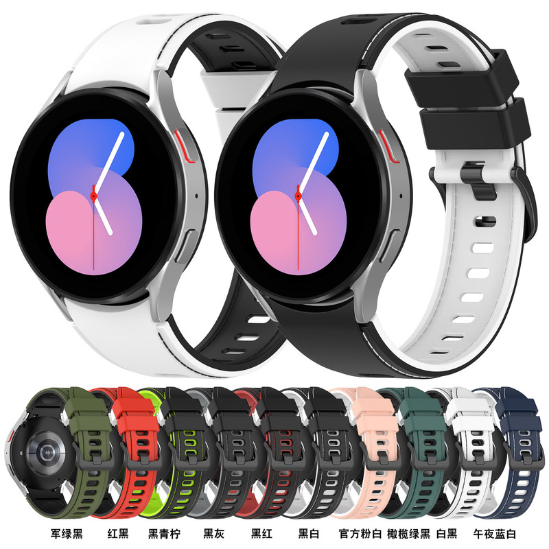 Suitable for Samsung Galaxy watt4 two-color silicone car line strap smart silicone watch replacement belt wholesale