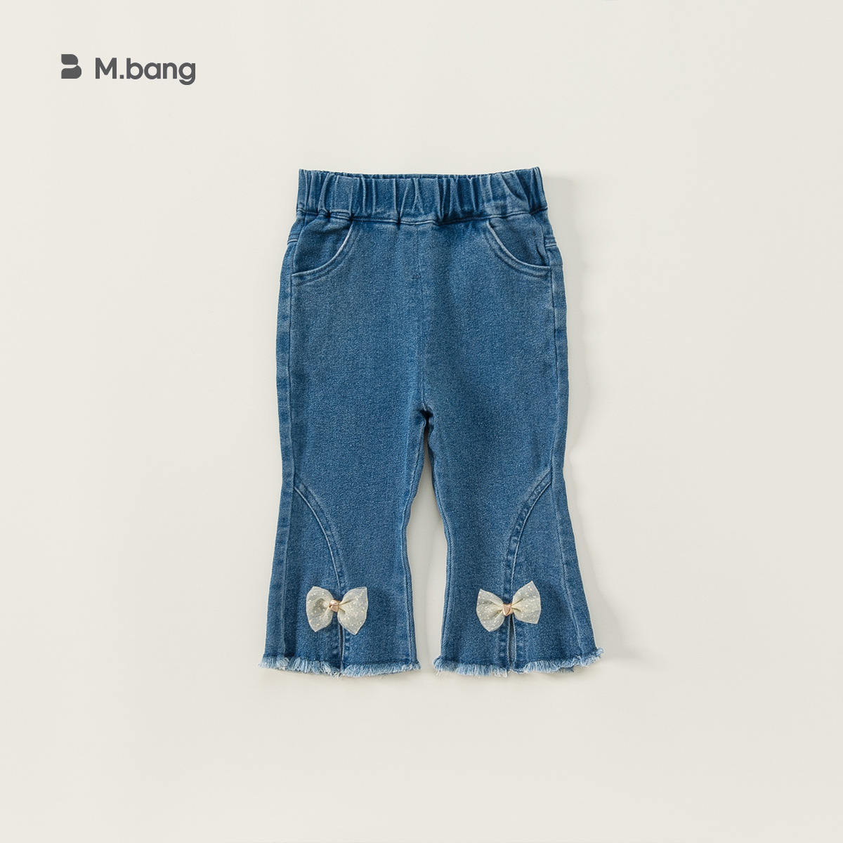 Pantalones de Mezclilla Youbao para Niñas, Primavera y Otoño, Pantalones Largos con Lazo, Ropa Infantil, Pantalones Casuales de Felpa con Campana para Niños Pequeños image 3