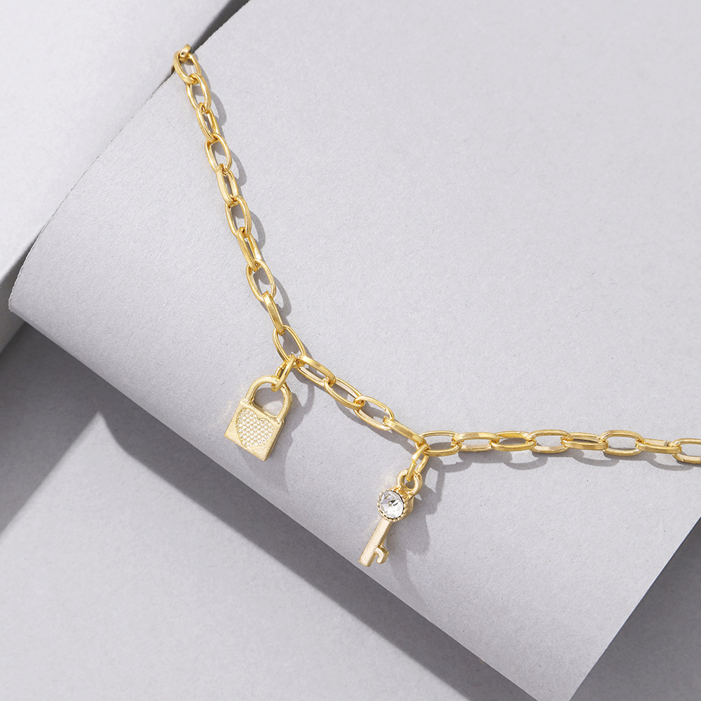 retro snake butterfly key lock pendant anklet set wholesale nihaojewelry