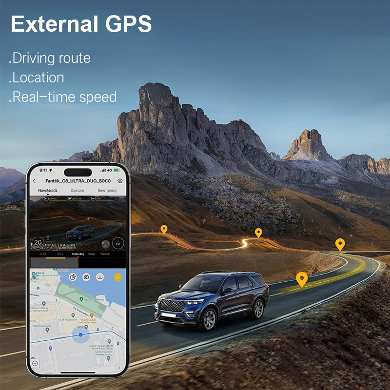 4K+1K+1K 3-Lens Wifi Car Dash Cam Mobile App High-Definition Dash Cam Dashcam