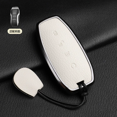 Car key bag, Byd Key Cover Song Pro - 1-off-white-b-style-hand-rope-french-goat-leather