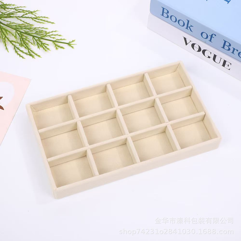 Franela, joyería, exhibición, caja de almacenamiento, acabado de escritorio, bandeja de almacenamiento de maquillaje, pendientes, pendientes, pulsera, anillo, estante de almacenamiento