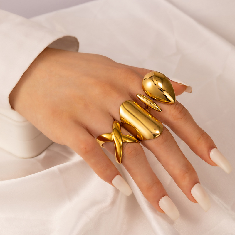 One Size Ring Size Wholesale Jewelry French Style Modern Style Irregular Snake 304 Stainless Steel 18K Gold Plated Plating Open Rings