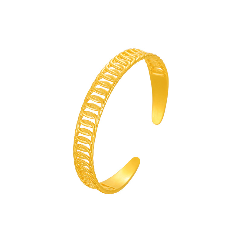 Nuevo estilo nacional pulsera de hilo abierto anillo hebilla pulsera luz nicho de lujo abierto pulsera de diseño simple de las mujeres