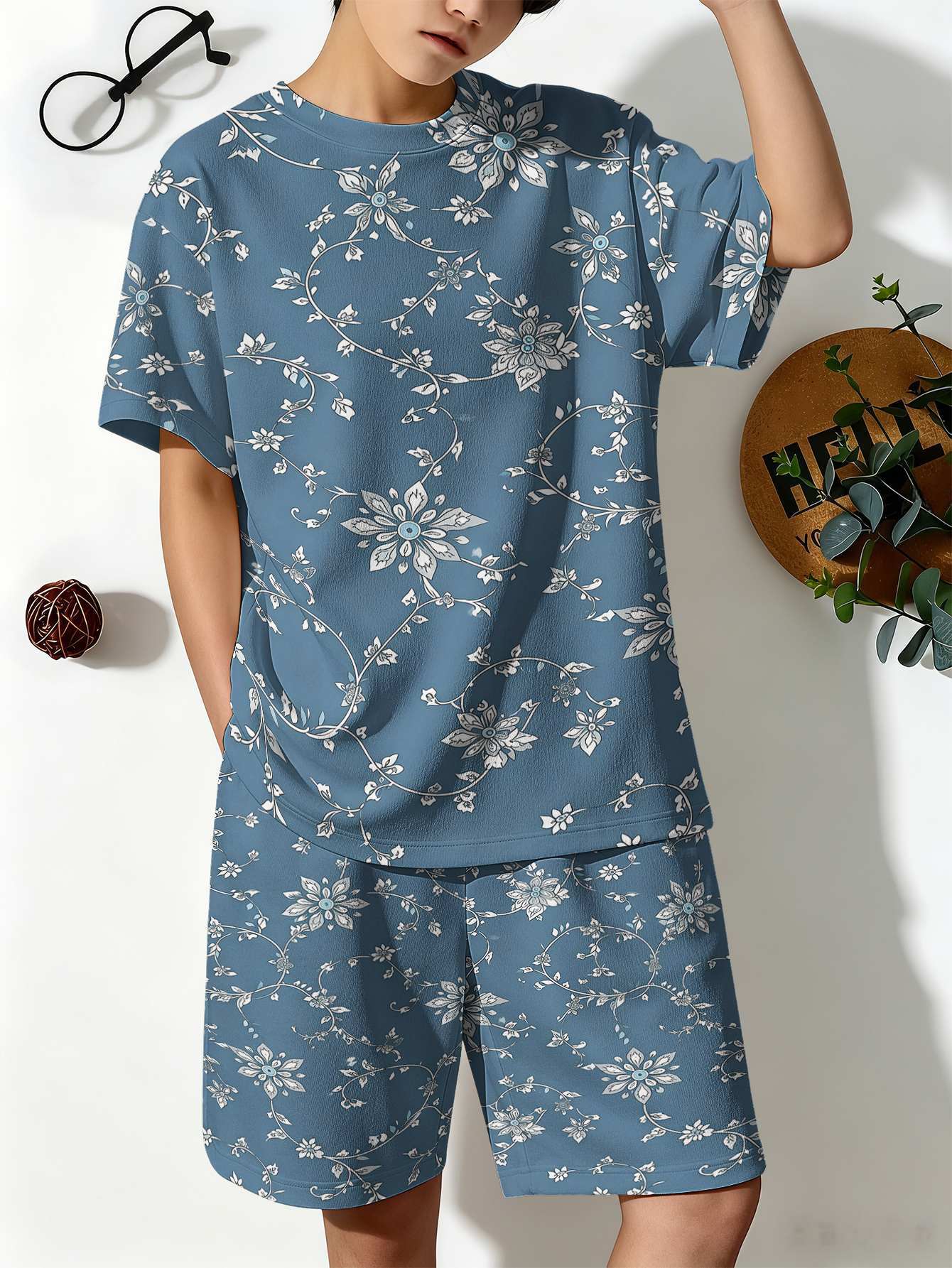 Jungen Anzug Mit Polka-dot- Und Blumenmuster In 3d-optik Set_voghion.com