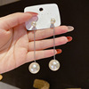 Silver needle from pearl with tassels, earrings, silver 925 sample