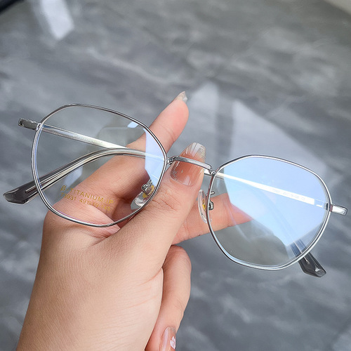 百世芬T3931混批多边形宽边复古纯钛眼镜框双色眼镜配度数光学架