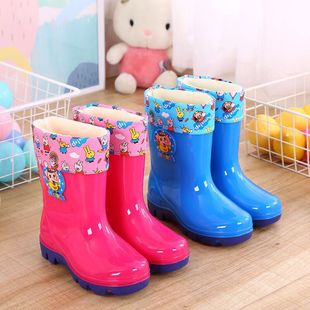 Removable and washable cartoon children's rain boots for men plus velvet to keep warm middle-aged children's water shoes cute baby kindergarten children's water shoes for women