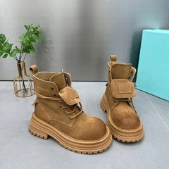 马丁靴女2025新款夏季透气软皮两穿大黄靴英伦风百搭翻盖厚底短靴