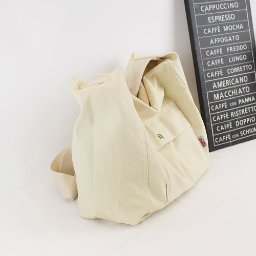 Korean style simple and elegant canvas bag, plain single shoulder bag, casual fashion men and women couple crossbody bag