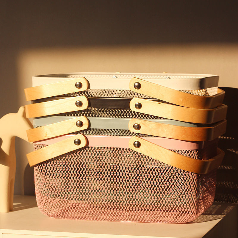 Iron storage basket Nordic Risato wire mesh storage basket vegetable portable basket hollow picnic basket snack toy basket