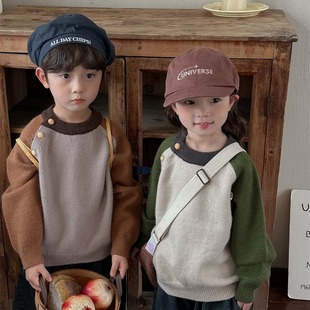Jiaye children's 2023 Winter new raglan sleeve sweater men's and women's baby round neck loose warm top