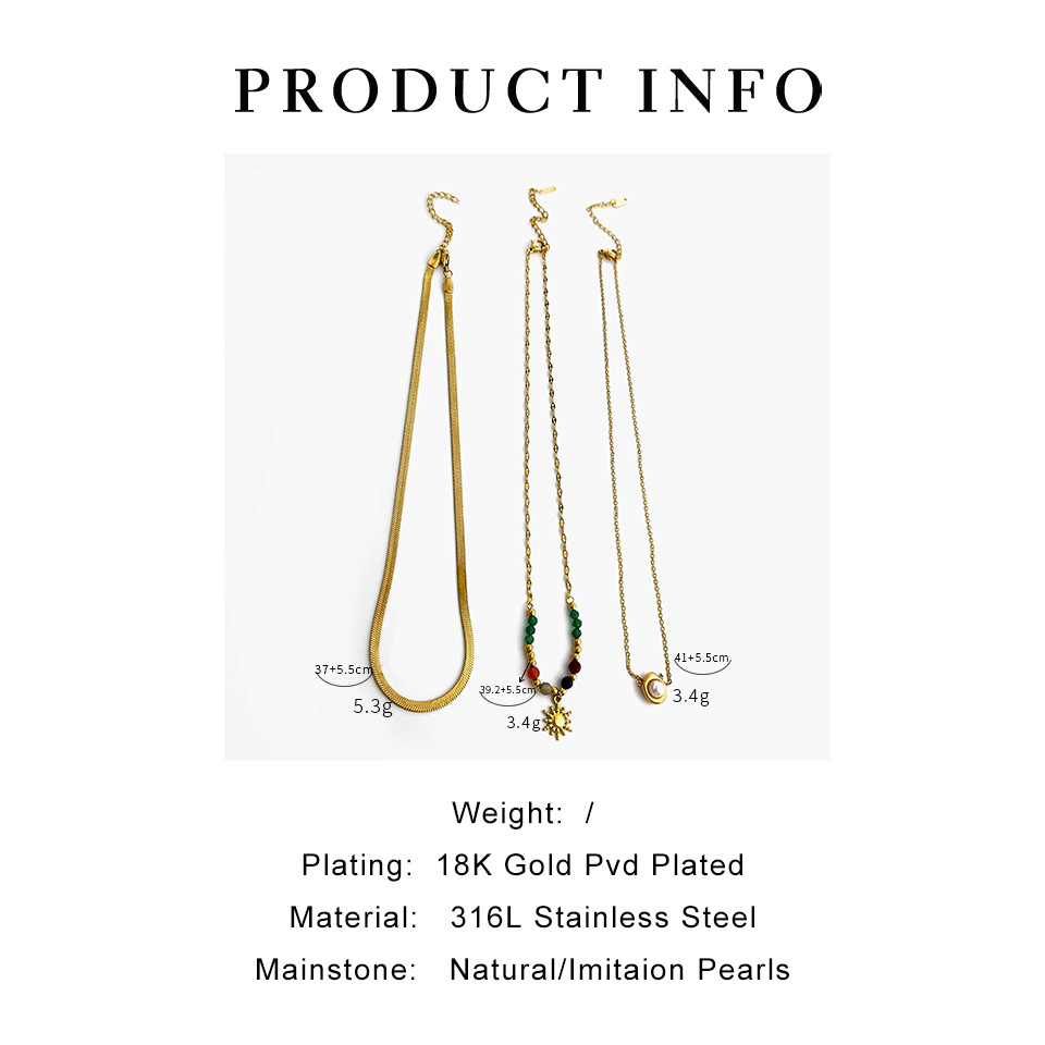 8g Weight 0.03µm-0.05µm Gold Plating Thickness PVD Coated Gold Plating Process PVD Coated Real Gold Plated Geometric 304 Stainless Steel Vintage Style Classic Style Waterproof Non Tarnish Surgical Steel Necklace