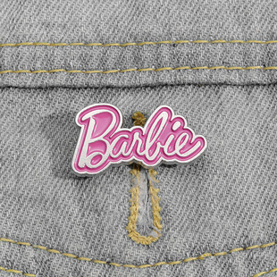 New Cartoon pink Barbie letter creative English letter badge alloy dripping oil clothing accessories jewelry brooch