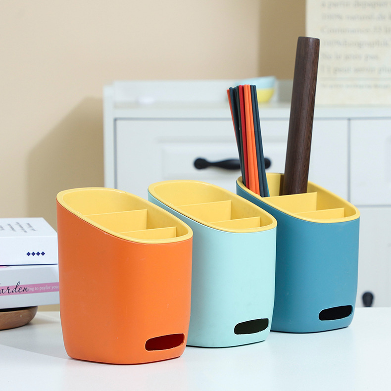 Organizador de palillos de plástico multifuncional, caja para palillos, soporte con drenaje, estante de almacenamiento para cocina