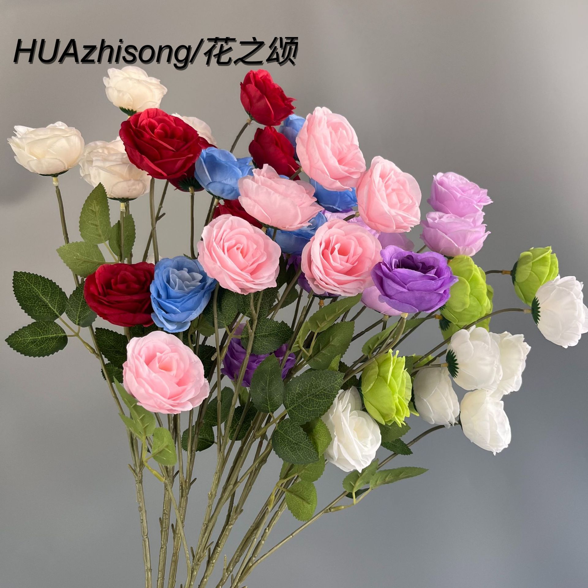 6송이의 정교한 모란 장미 조화, 고급스럽고 사실적인 웨딩 장식 소품, 가정용 가짜 꽃, 촬영 소품