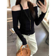 ホット販売リヨセルテンセル偽ツーピーススプライシングホルターネックベスト長袖 Tシャツ女性の軽量日焼け止めブラウストップ
