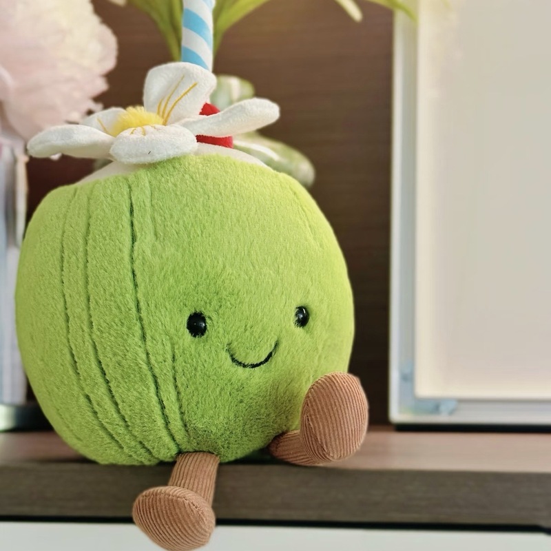 Jc夏の新しいココナッツの人形の趣味のレモン水のぬいぐるみのアルバ島の小さいココナッツのブラウンの桐の木|undefined
