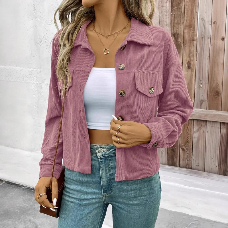 2025 Autumn European and American Cross-Border Amazon Women's Casual Long-Sleeved Shirt Jacket Button-Up Vintage Artistic