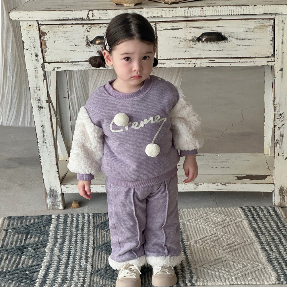 Ropa para niños coreanos, niñas, traje rojo navideño, otoño e invierno, suéter y pantalón de dos piezas para bebés de 1 a 3 años