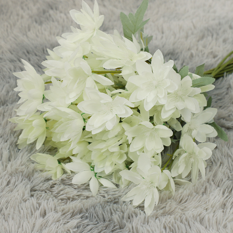 Factory Direct Sales Flame Flower Artificial Flower Large Silk Flower Snow Lotus Wedding Flower Bouquet Flower Material Atmospheric Road Lead Flower Arrangement