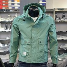 防风工装修身男款春季外套男生男绿色户外冲锋衣流行潮牌夹克日系