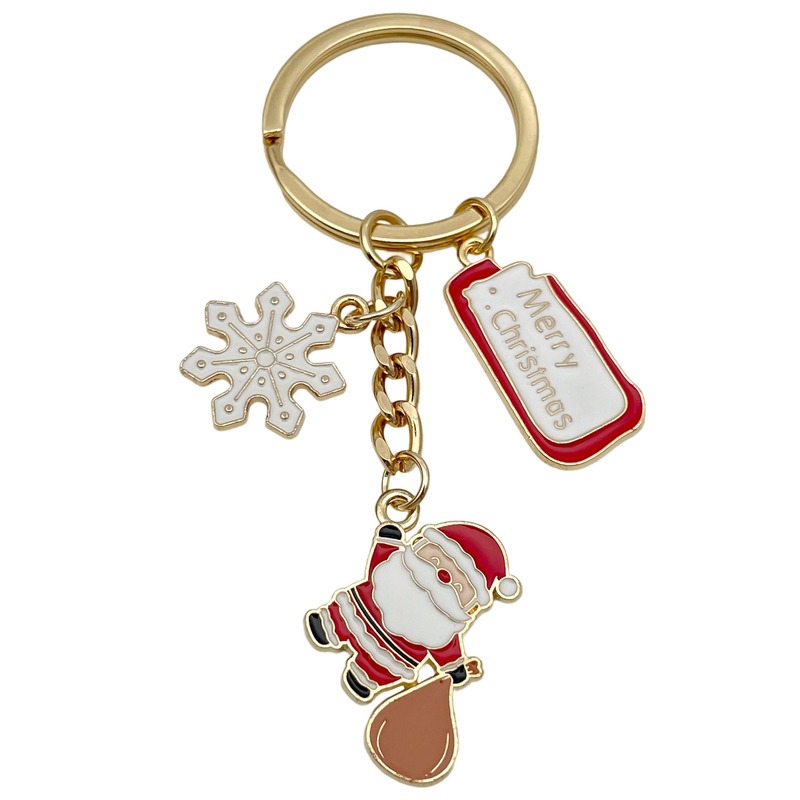 クロスボーダーサンタクロースの日クリスマスツリーデーかわいいキーホルダー合金キーチェーンバッグペンダントジュエリー小さなギフト|undefined