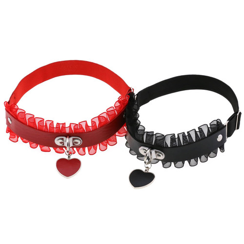 Cross-border soft girl peach heart love-shaped pendant garter belt sexy lace wavy PU leather thigh ring garter belt