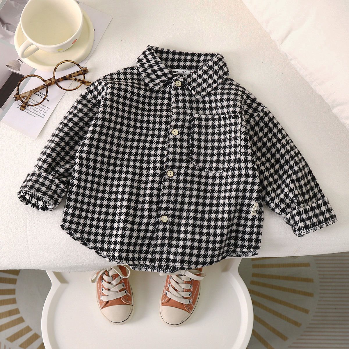 Shirt - black and white checkered