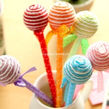 日韩国创意文具用品发批 可爱蝴蝶结球型圆棒棒糖果圆珠笔 礼品笔