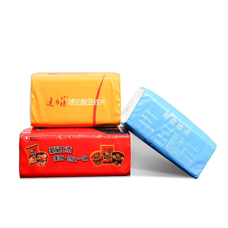 Servilletas de papel de dibujo de paquete suave personalizadas, pañuelos faciales, diseño de lotes pequeños, logotipo de embalaje, gasolinera, pañuelos de papel de dibujo suave al por mayor