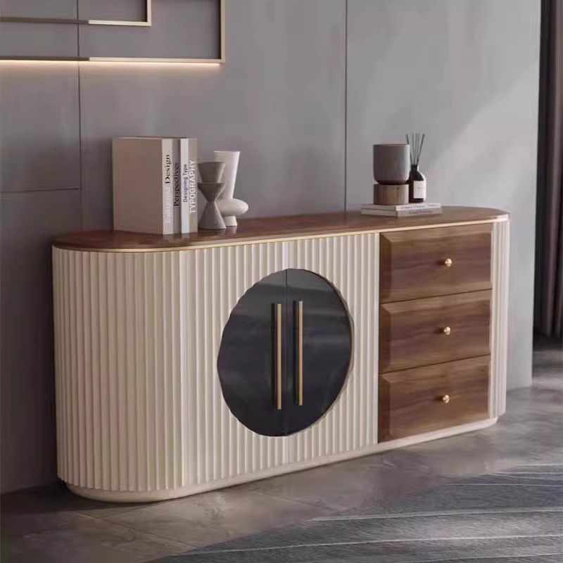 Living Room Partition Cabinet Decorative Storage Cabinet Bedroom Cabinet Retro Style Sideboard Light Luxury Home Solid Wood Entrance Cabinet Nordic