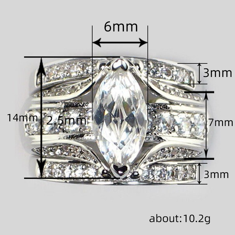 Design Zircon Inlaid Ring Female Wedding Fashion Match Ring Ornament