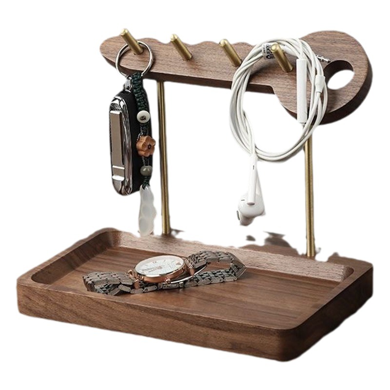 Organizador de Llaves para Entrada, Caja de Almacenamiento para Artículos Diversos de Escritorio, Exhibidor de Joyería de Madera Maciza