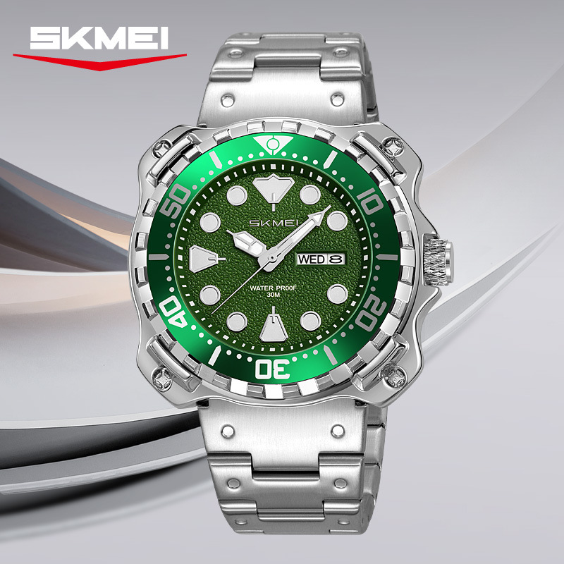 Reloj de hombre de acero impermeable doble calendario hombre reloj de negocios comercio exterior al por mayor fábrica de fuente personalizada