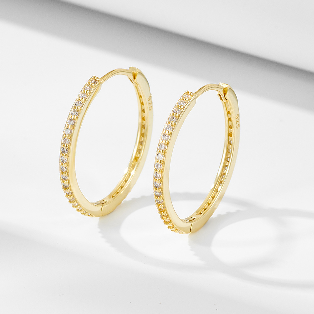 Daily, Party Occasion 1 Pair 925 Sterling Silver Zircon Geometric Solid Color Hoop Earrings