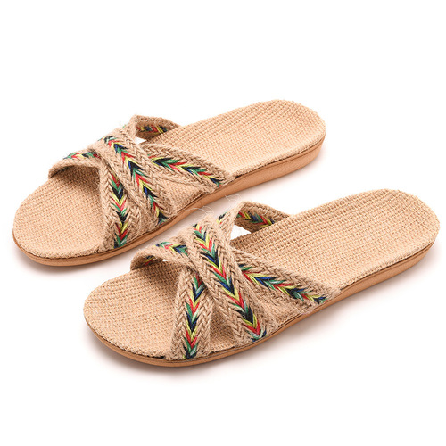 Summer Linen Slippers for Home, Indoor, Women's Couple, Household, Non-slip Thick Sole, Sleepy Feel, Cool Slippers for Men, Wholesale