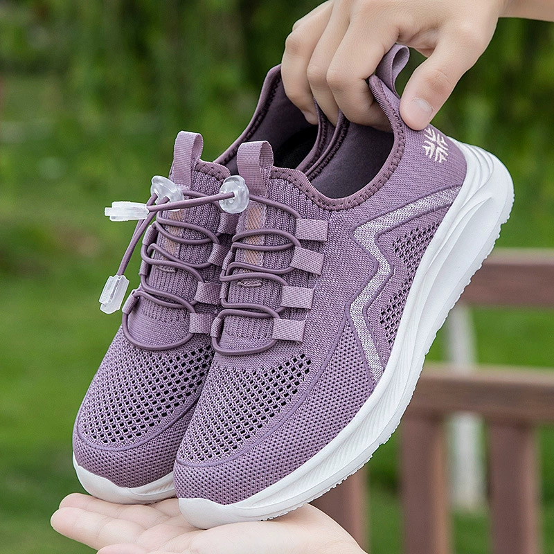 59O7 Новая Женская Летающая тканая обувь для ходьбы на весну и лето с низким верхом и полым сетчатым туфли для мам повседневная обувь больших размеров