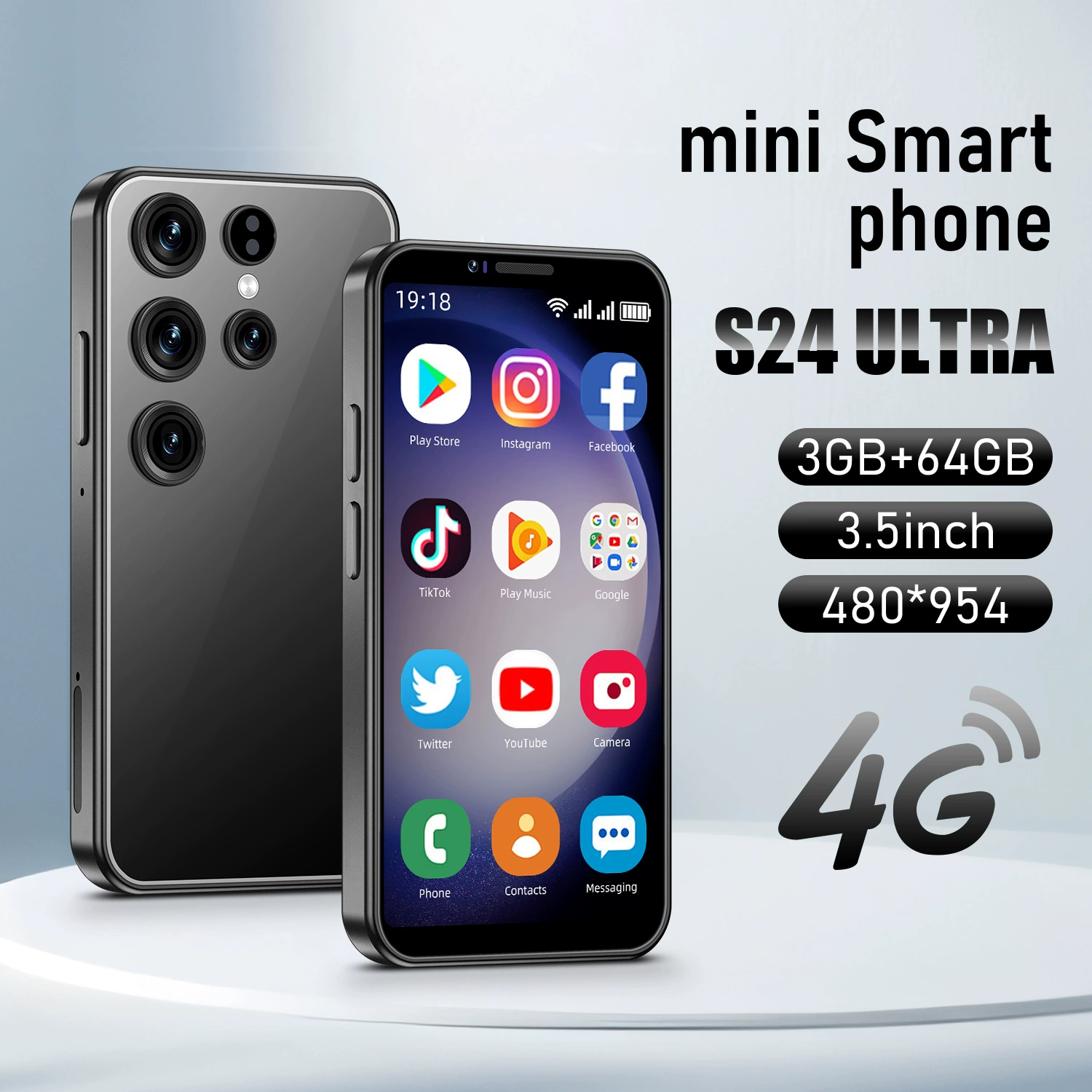 Маленький мобильный телефон S25, Android, 4" широкий экран