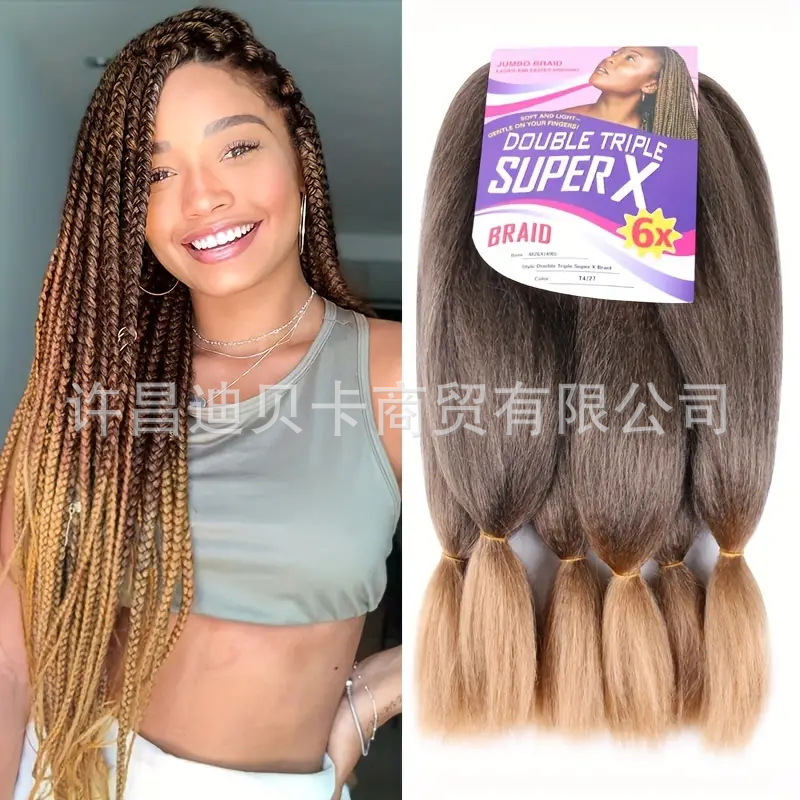 Comercio exterior África fibra química ganchillo sucio trenza peluca Synthetic Jumbo Hair trenza grande juego de seis piezas