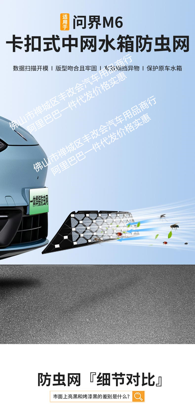 Suitable for Aito M6 Extended-Range Version/Pure Electric Version, Star-Pattern Integrated Welded Car Insect-Proof Net, Dedicated for the Front Grille