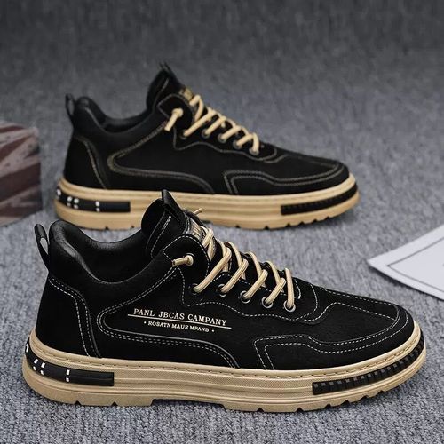 Spring New Breathable Workwear Shoes for Men, Korean Style Trendy Matchable Sports Casual Shoes with Thick Sole, Daddy Trendy Shoes