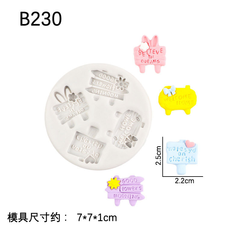 Mini señal de carretera valla molde silicona DIY hecho a mano postre pastel fondant chocolate decorativo epoxi Decoración