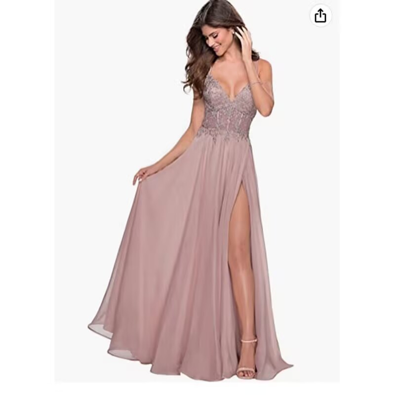 Nuevo vestido de fiesta de gasa con apliques de encaje, tirantes delgados con tirantes abiertos, vestido de noche de banquete sexy