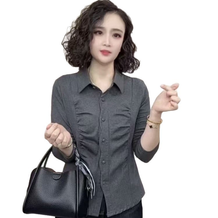 一件代发直播爆款2025秋季新款长袖衬衫女打底衫显瘦T恤上衣开衫|undefined
