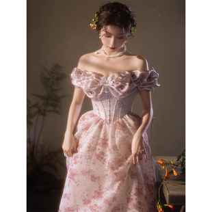 French Retro Toast Dress 2025 New Banquet Engagement Dress High-End Accessible Luxury Niche One-Shoulder Dressing Gown for Women