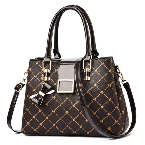 【Dropshipping Women's Handbags】 New Fashion Printed Women's Tote Bag Large Capacity Color Block Single Shoulder Crossbody Bag Trendy