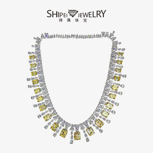Shipei's New European and American Rectangular 10*12 Necklace Women's 925 Silver 6Ct Luxury Classy Luxury Dinner Necklace 45cm