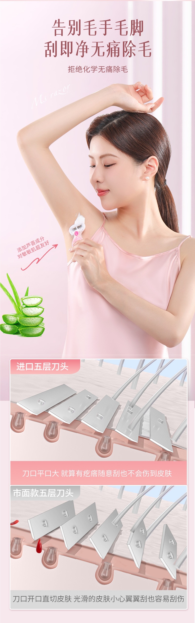 刮毛刀女士腋毛腋下脱毛去腿毛手毛女生私密处修剪剃毛器-阿里巴巴