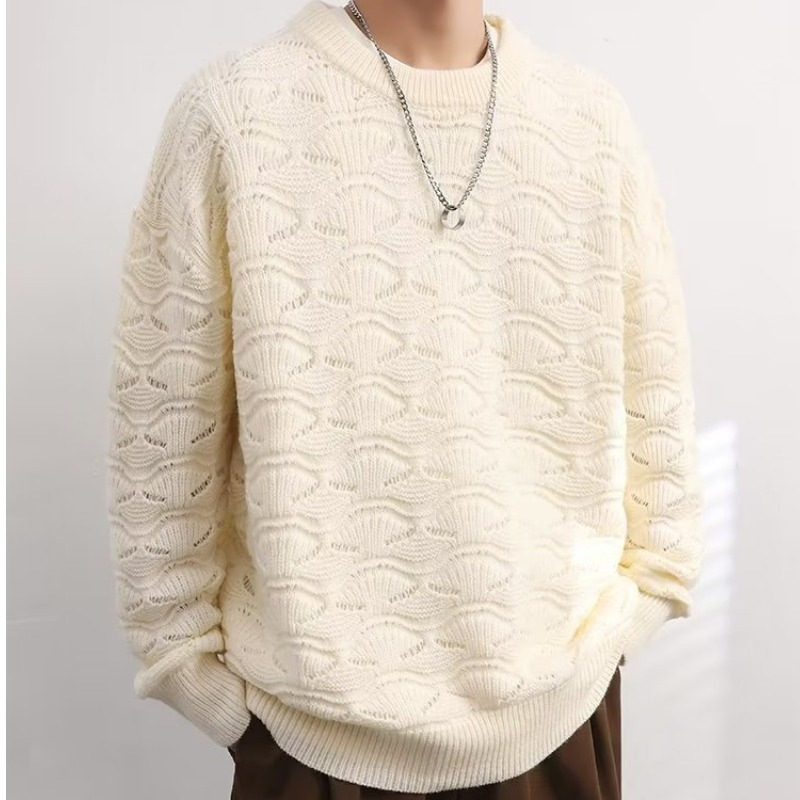 Round Neck Knitwear for Boys, Loose Casual Trendy Lazy Style Knitwear, Rhombus Personalized Fashion Bottoming Knitwear